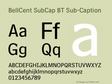 BellCent SubCap BT Sub-Caption mfgpctt-v4.4 Dec 7 1998图片样张