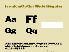 FranklinGothicWide Regular 1.000 1993 initial release Font Sample