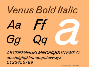 Venus Bold Italic Version 4.0图片样张