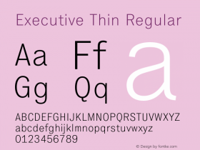 Executive Thin Regular Version 1.000 Font Sample