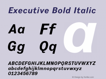 Executive Bold Italic Version 1.000 Font Sample