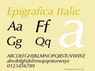 Epigrafica Italic Version 1.00 Font Sample