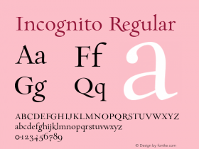 Incognito Regular 001.000 Font Sample