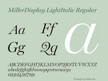 MillerDisplay LightItalic Regular Version 1.000;PS 001.000;hotconv 1.0.38图片样张