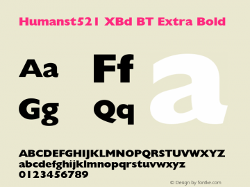 Humanst521 XBd BT Extra Bold mfgpctt-v4.4 Dec 29 1998图片样张