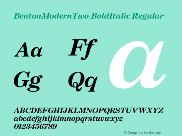 BentonModernTwo BoldItalic Regular Version 1.000;PS 001.000;hotconv 1.0.38 Font Sample