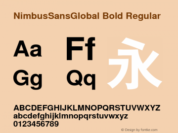 NimbusSansGlobal Bold Regular Version 3.00 Font Sample