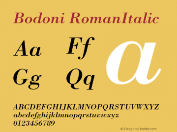Bodoni RomanItalic Version 1.00图片样张
