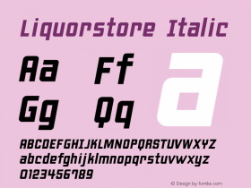 Liquorstore Italic Version 1.00 August 29, 2007, initial release Font Sample