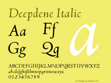 Deepdene Italic Version 4.0 Font Sample