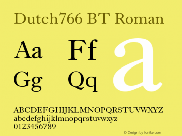 Dutch766 BT Roman Version 1.01 emb4-OT Font Sample