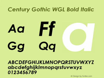 Century Gothic WGL Bold Italic Version 2.36 Font Sample