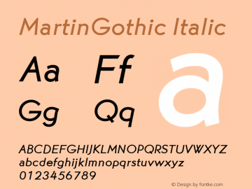 MartinGothic Italic Version 4.0图片样张