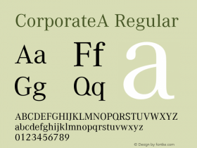 CorporateA Regular Version 1.005 2006 Font Sample