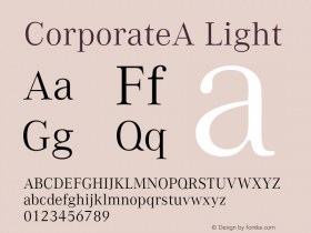 CorporateA Light Version 1.005 2006 Font Sample