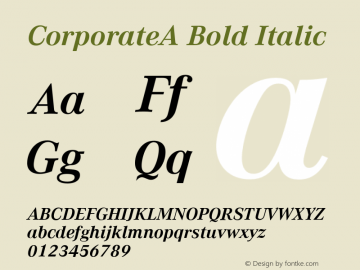 CorporateA Bold Italic Version 1.005 2006 Font Sample
