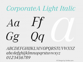 CorporateA Light Italic Version 1.005 2006 Font Sample