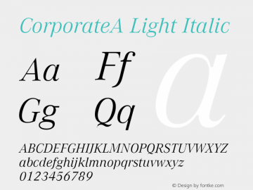 CorporateA Light Italic Version 1.005 2006图片样张