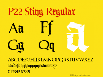 P22 Sting Regular Version 001.000 Font Sample