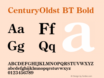 CenturyOldst BT Bold Version 1.01 emb4-OT Font Sample