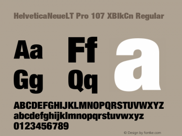 HelveticaNeueLT Pro 107 XBlkCn Regular Version 1.000;PS 001.000;Core 1.0.38 Font Sample