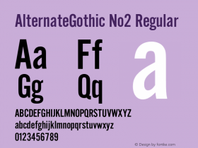 AlternateGothic No2 Regular 4.0 Font Sample