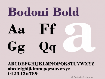 Bodoni Bold Version 1.0 Font Sample
