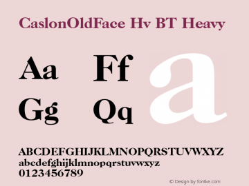 CaslonOldFace Hv BT Heavy mfgpctt-v4.4 Dec 7 1998 Font Sample