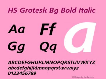 HS Grotesk Bg Bold Italic Version 7.000, 2007图片样张