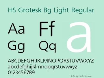HS Grotesk Bg Light Regular Version 7.000 2007 Font Sample