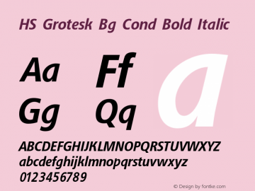 HS Grotesk Bg Cond Bold Italic Version 7.000 2007 Font Sample