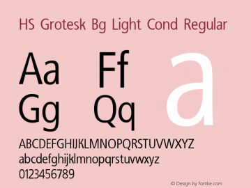 HS Grotesk Bg Light Cond Regular Version 6.101;PS 001.001;hotconv 1.0.38 Font Sample