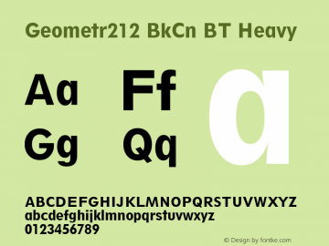 Geometr212 BkCn BT Heavy Version 1.01 emb4-OT Font Sample