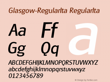 Glasgow-RegularIta RegularIta Version 001.001 Font Sample