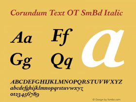 Corundum Text OT SmBd Italic Version 1.000 2006 initial release Font Sample