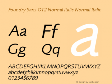 Foundry Sans OT2 Normal Italic Normal Italic Version 1.000 2005 initial release Font Sample