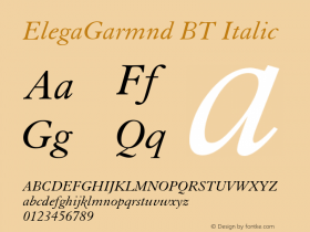 ElegaGarmnd BT Italic mfgpctt-v4.4 Dec 7 1998图片样张