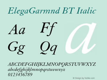 ElegaGarmnd BT Italic Version 1.01 emb4-OT图片样张