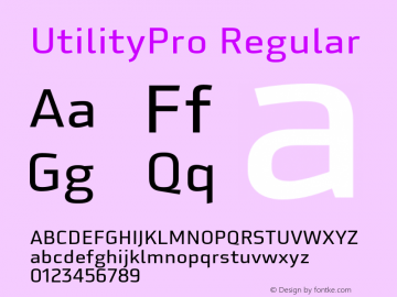 UtilityPro Regular Version 7.504; 2007 Font Sample