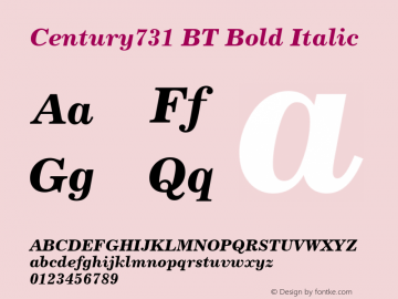 Century731 BT Bold Italic mfgpctt-v4.4 Dec 7 1998 Font Sample
