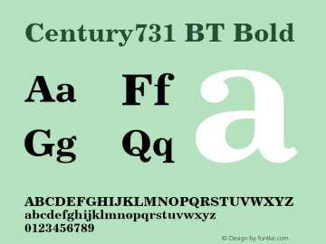 Century731 BT Bold Version 2.001 mfgpctt 4.4 Font Sample
