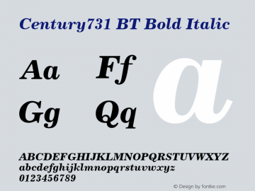 Century731 BT Bold Italic Version 1.01 emb4-OT Font Sample