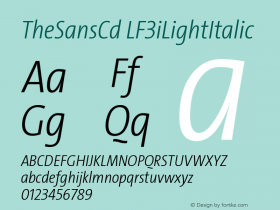 TheSansCd LF3iLightItalic Version 001.004 Font Sample