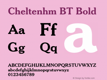 Cheltenhm BT Bold Version 1.01 emb4-OT Font Sample