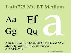 Latin725 Md BT Medium mfgpctt-v4.4 Jan 1 1999 Font Sample