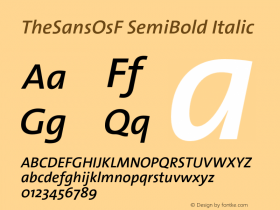 TheSansOsF SemiBold Italic Version 1.654 Font Sample