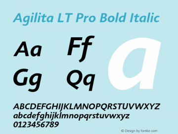 Agilita LT Pro Bold Italic Version 1.000;PS 001.000;hotconv 1.0.38 Font Sample