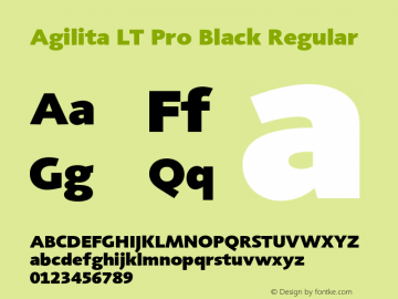 Agilita LT Pro Black Regular Version 1.000;PS 001.000;hotconv 1.0.38 Font Sample