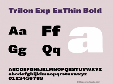 Trilon Exp ExThin Bold Version 1.000 Font Sample