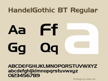 HandelGothic BT Regular Version 2.001 mfgpctt 4.4图片样张